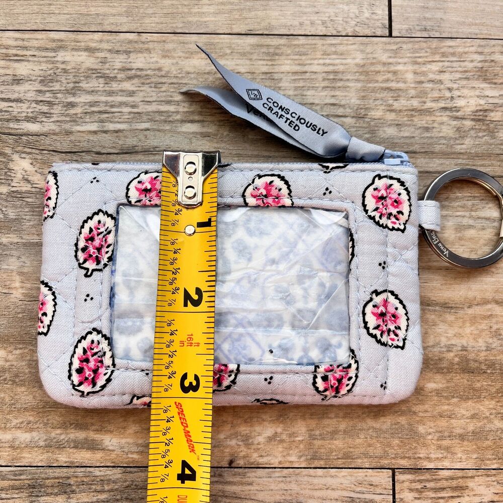 Vera Bradley Magnifique Leaf Quilted Zip ID Case NWT Blue Coin Purse Wallet - Picture 5 of 5